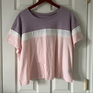 Torrid. Size 3. Purple white and pink relaxed crop t-shirt.